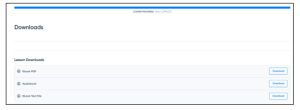 A screenshot of the webpage that shows the three downloadable files that have a pdf version, an audiobook version, and a text file