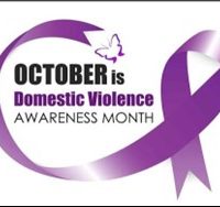 Domestic violence awareness month 2025 logo with a purple ribbon and a butterfly at the end of the ribbon Domestic violence awareness month 2025 logo with a purple ribbon and a butterfly at the end of the ribbon