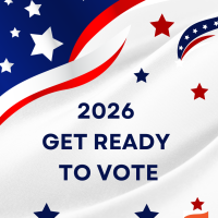 an abstract american flag with the words 2026 get ready to vote an abstract american flag with the words 2026 get ready to vote
